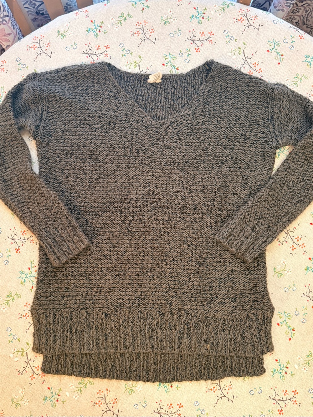 V-Neck Brown/Gray Marled Knit Sweater